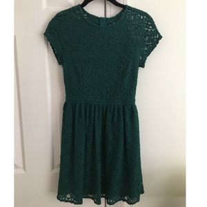 Winter lace emerald green dress